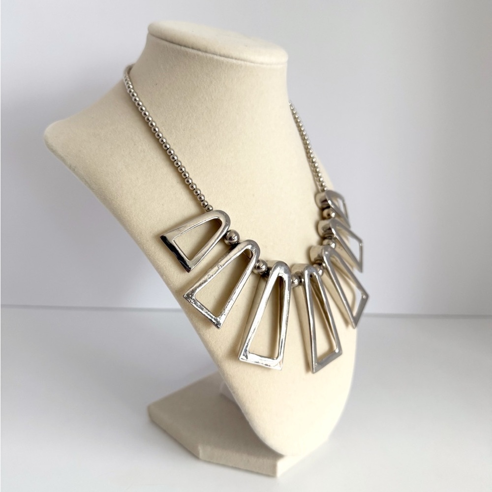 Statement Silver Geometric Necklace - image 2